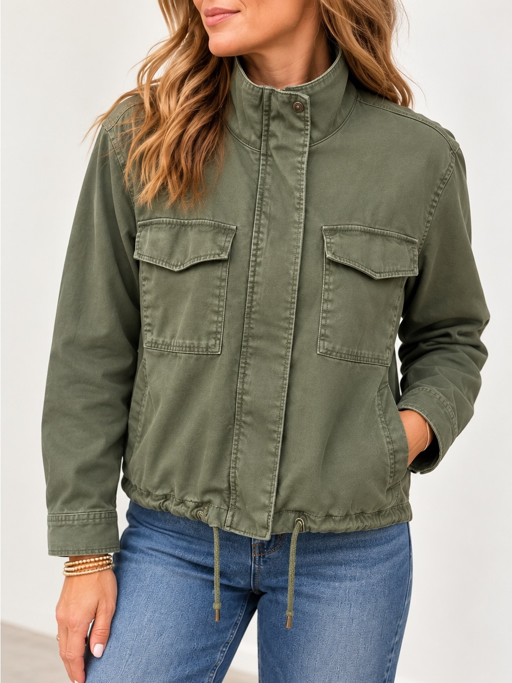 Sanctuary Women’s L Olive Green Utility Jacket Cargo Military Style